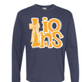 ADULT NAVY LONG SLEEVE LIONS TEE
