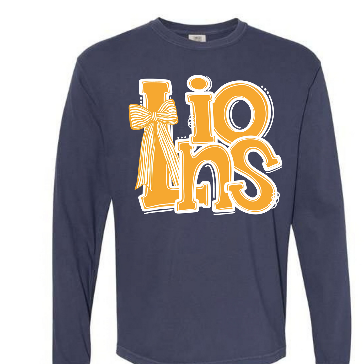 ADULT NAVY LONG SLEEVE LIONS TEE