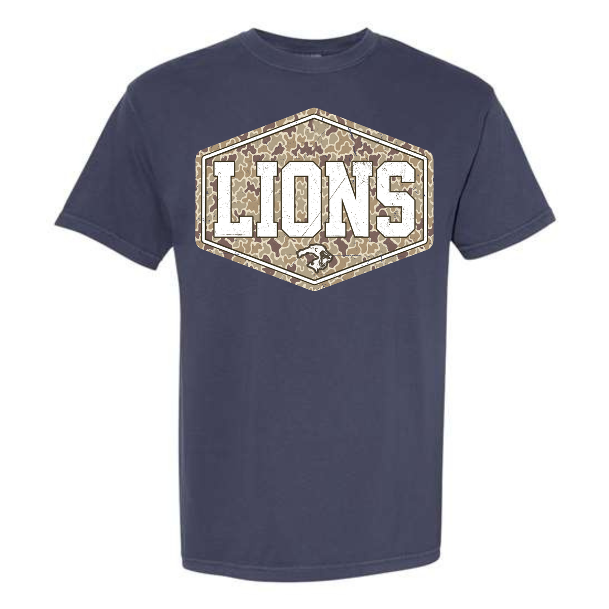 NAVY DUCK CAMO LIONS TEE